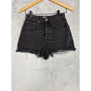 Zara Western Cutoff Shorts Distressed Raw Hem High Rise 2 Boho Festival Vacation